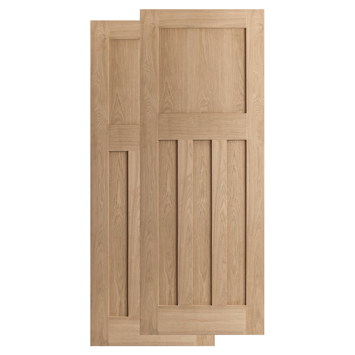 Oak Internal Unfinished 1930's DX 4 Panel Bypass Sliding Door - Black Face Mounted