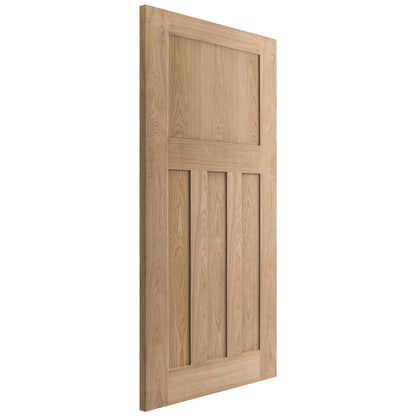 Oak Internal Unfinished 1930's DX 4 Panel Bypass Sliding Door - Black Face Mounted