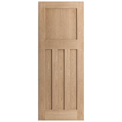 Oak Internal Unfinished 1930's DX 4 Panel Bypass Sliding Door - Black Face Mounted