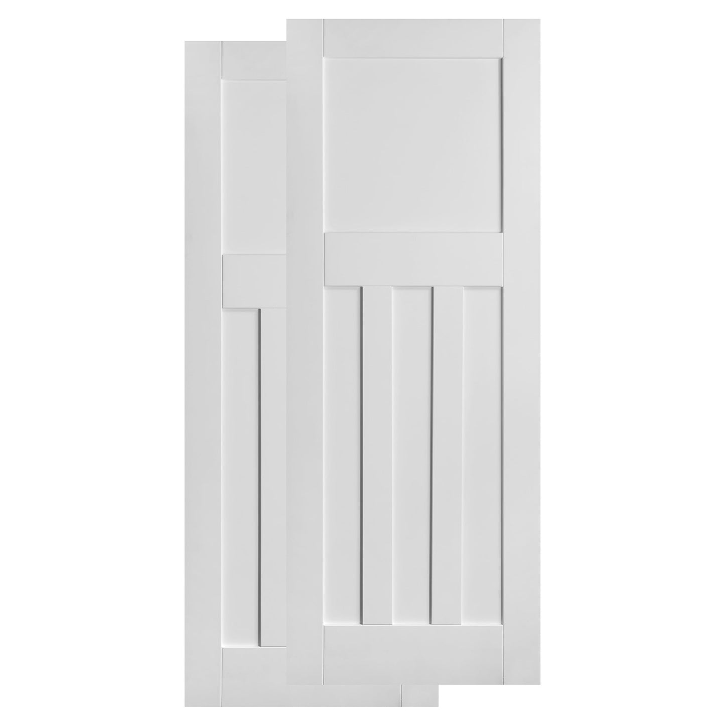 White Primed 1930's DX 4 Panel Bypass Sliding Door - Black Face Mounted