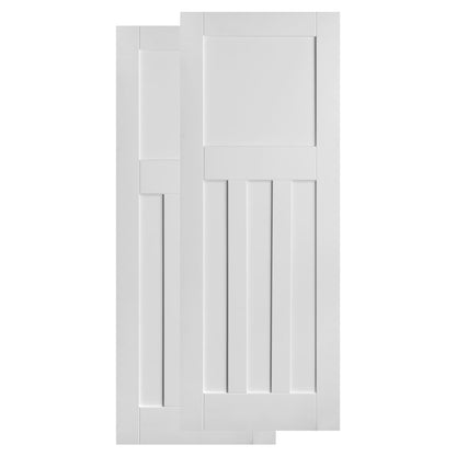 White Primed 1930's DX 4 Panel Bypass Sliding Door - Black Face Mounted