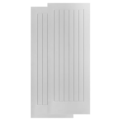 White Primed Cottage Bypass Sliding Door - Black Face Mounted