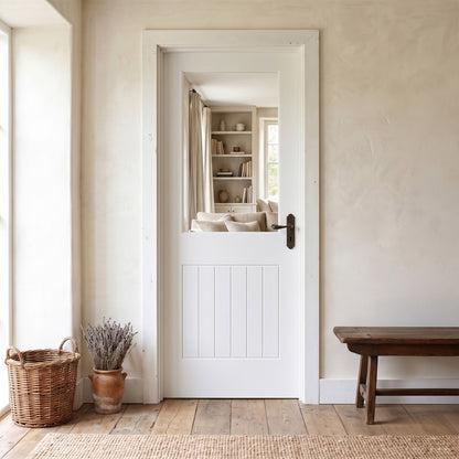 White Internal Primed Cottage 1 Light Clear Glass Door