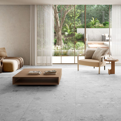 Grey Matt - Terazzia Smooth Waterproof Porcelain Wall & Floor Tile