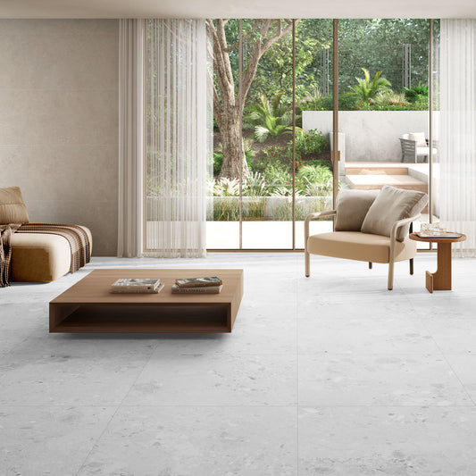 Terazzia White Matt - 9mm Smooth Waterproof Porcelain Wall & Floor Tile