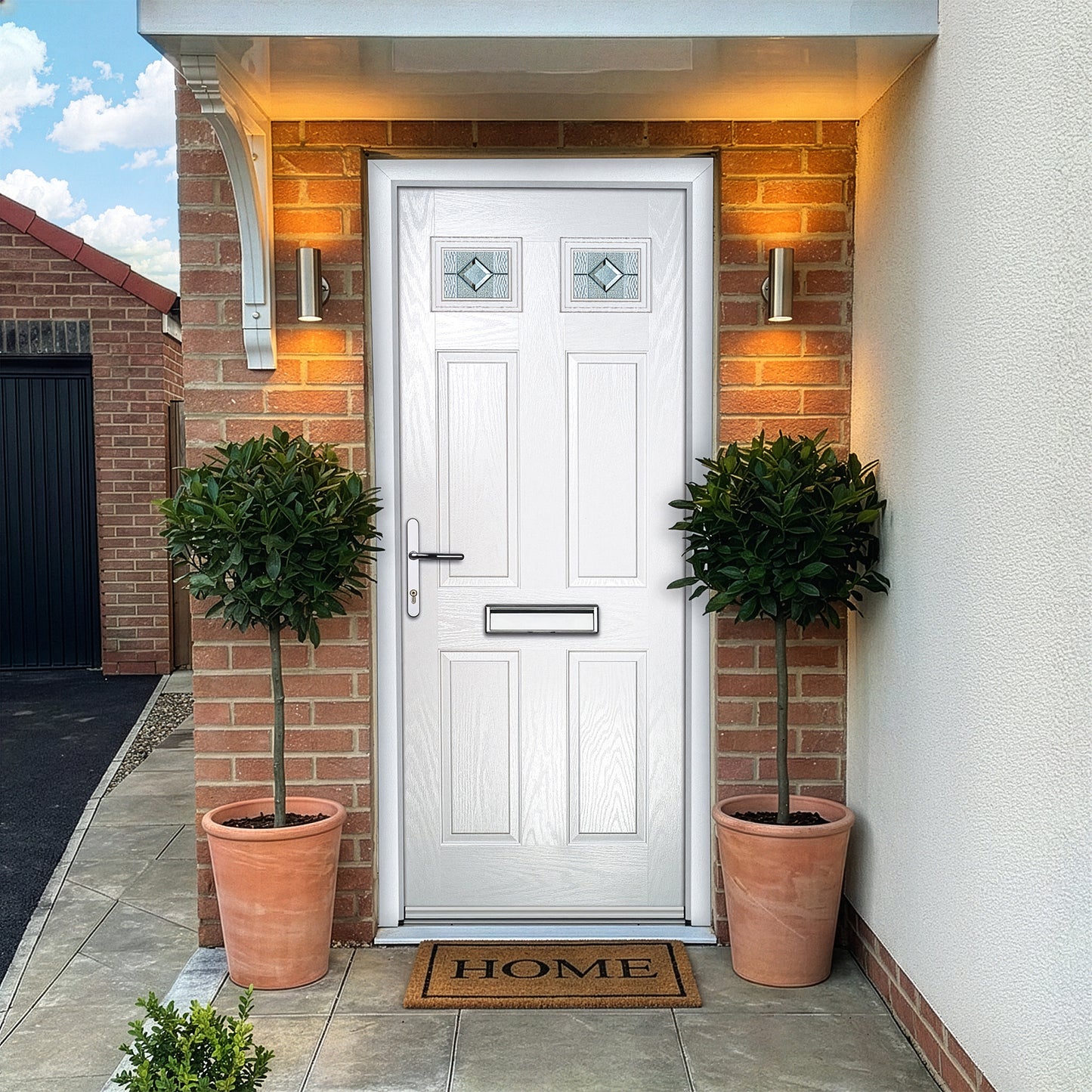 Abdale White Pre-Hung Venice Glass Composite Front Door Set
