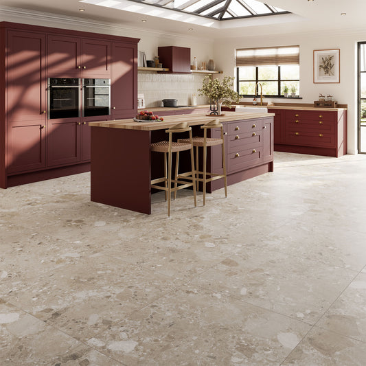 Beige Matt - Terazzia 9mm Smooth Waterproof Porcelain Wall & Floor Tile
