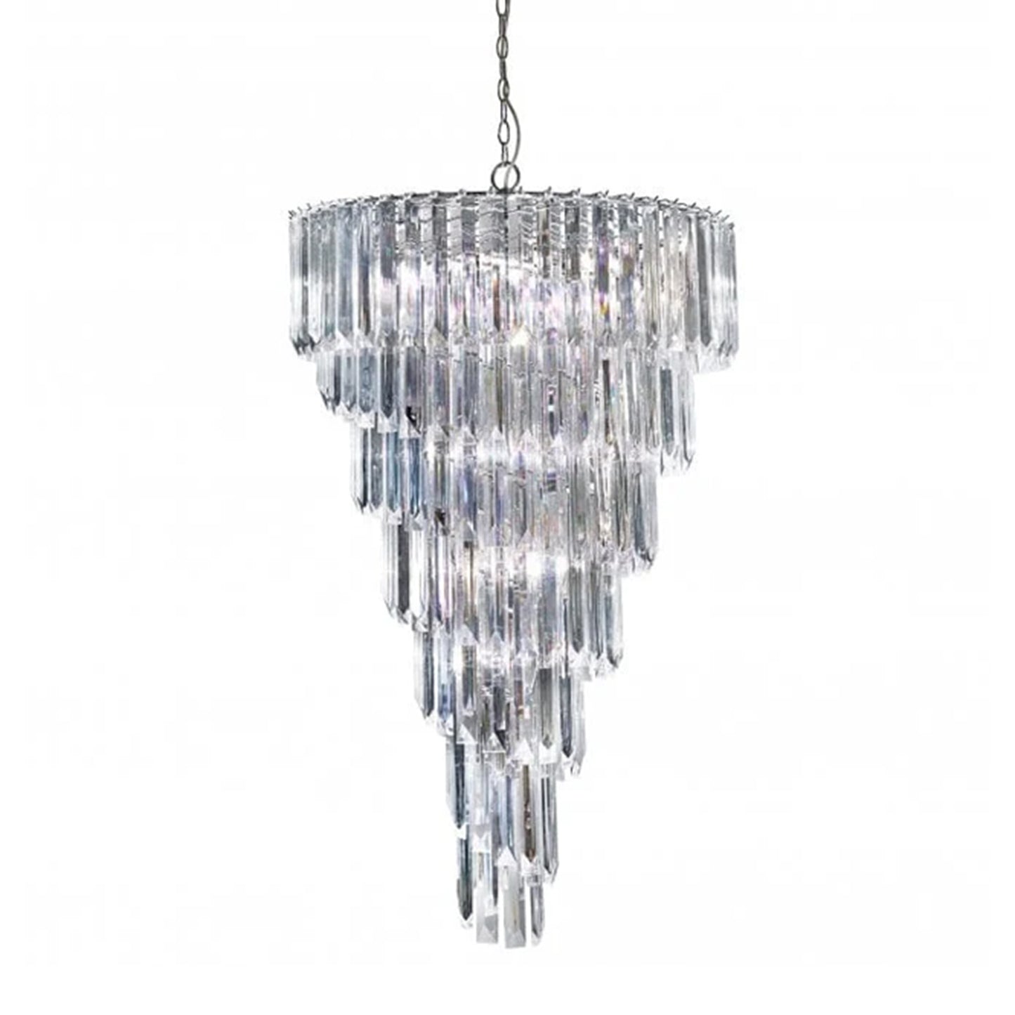 Chrome Sigma 9 Light Chandelier With Crystal Acrylic Prisms and Balls