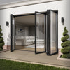 Matt Black Aluminium External 3+1 Clear Glass Folding Patio Door (122094)