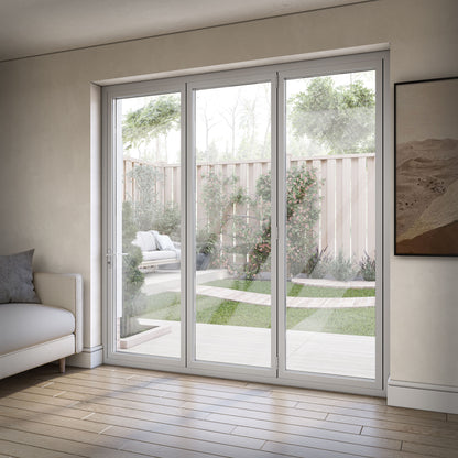 White Aluminium External 3+0 Clear Glass Folding Patio Door (122093)
