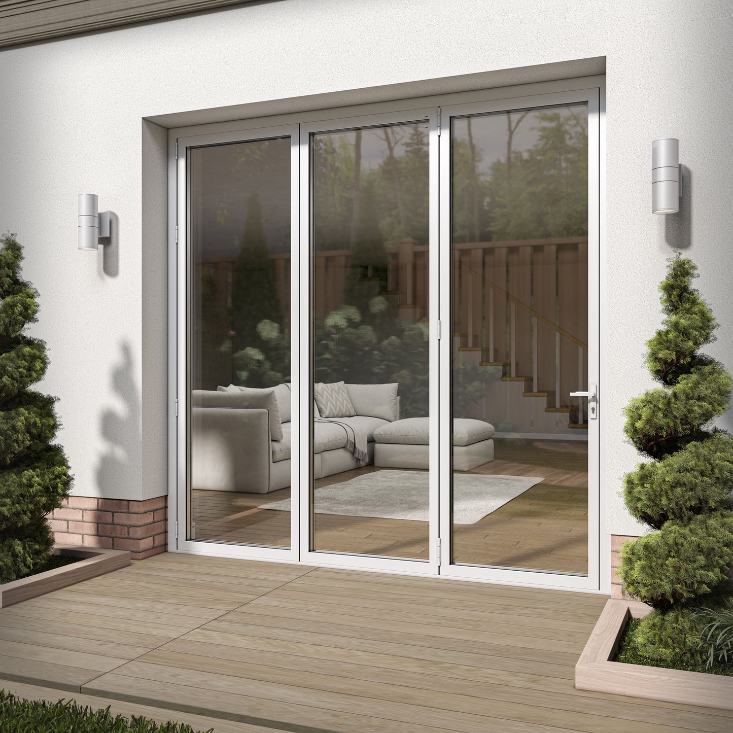 White Aluminium External 3+0 Clear Glass Folding Patio Door (122093)