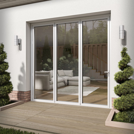 White Aluminium External 3+0 Clear Glass Folding Patio Door (122093)
