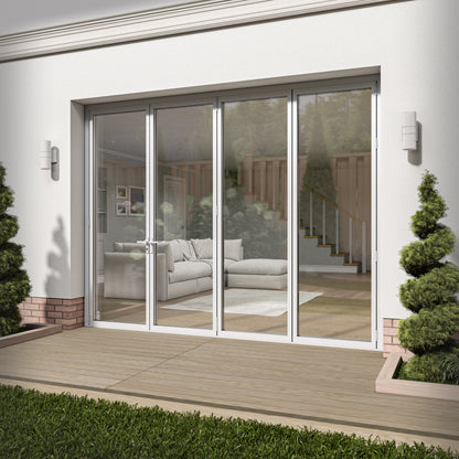 White Aluminium External 3+1 Clear Glass Folding Patio Door (122096)
