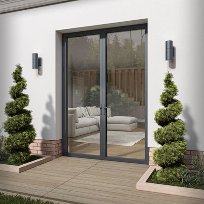 Matt Grey Aluminium External Clear Glass French Patio Door (122098)