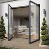 Matt Grey Aluminium External Clear Glass French Patio Door (122098)