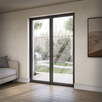 Matt Black Aluminium External Clear Glass French Patio Door (122097)