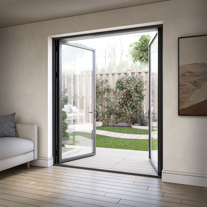 Matt Black Aluminium External Clear Glass French Patio Door (122097)