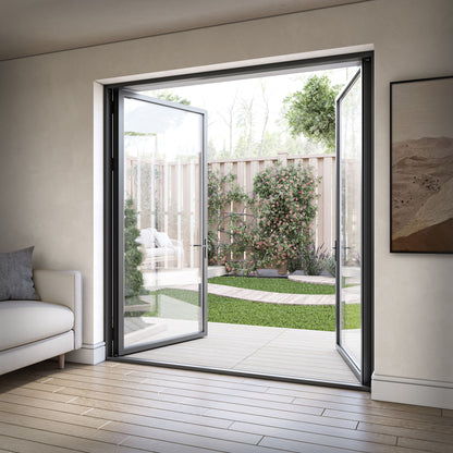 Matt Black Aluminium External Clear Glass French Patio Door (122097)