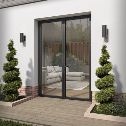 Matt Black Aluminium External Clear Glass French Patio Door (122097)