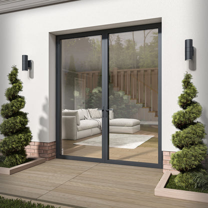 Matt Black Aluminium External Clear Glass French Patio Door (122097)