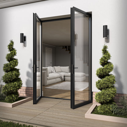 Matt Black Aluminium External Clear Glass French Patio Door (122097)