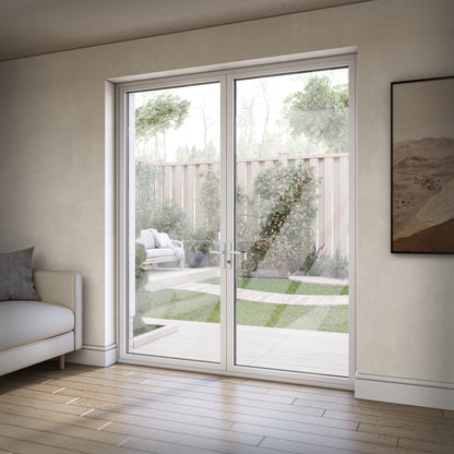 White Aluminium External Clear Glass French Patio Door (122099)