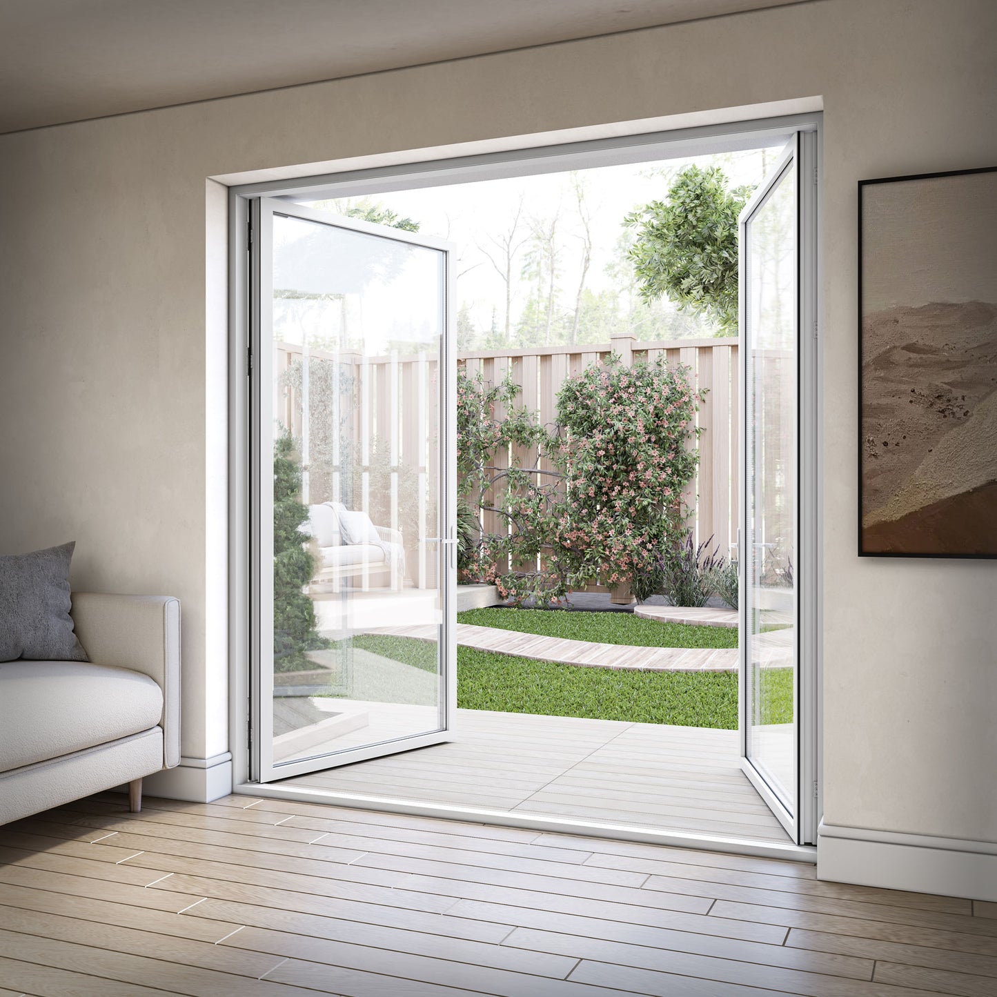 White Aluminium External Clear Glass French Patio Door (122099)