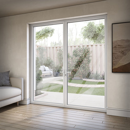 White Aluminium External Clear Glass French Patio Door (122099)