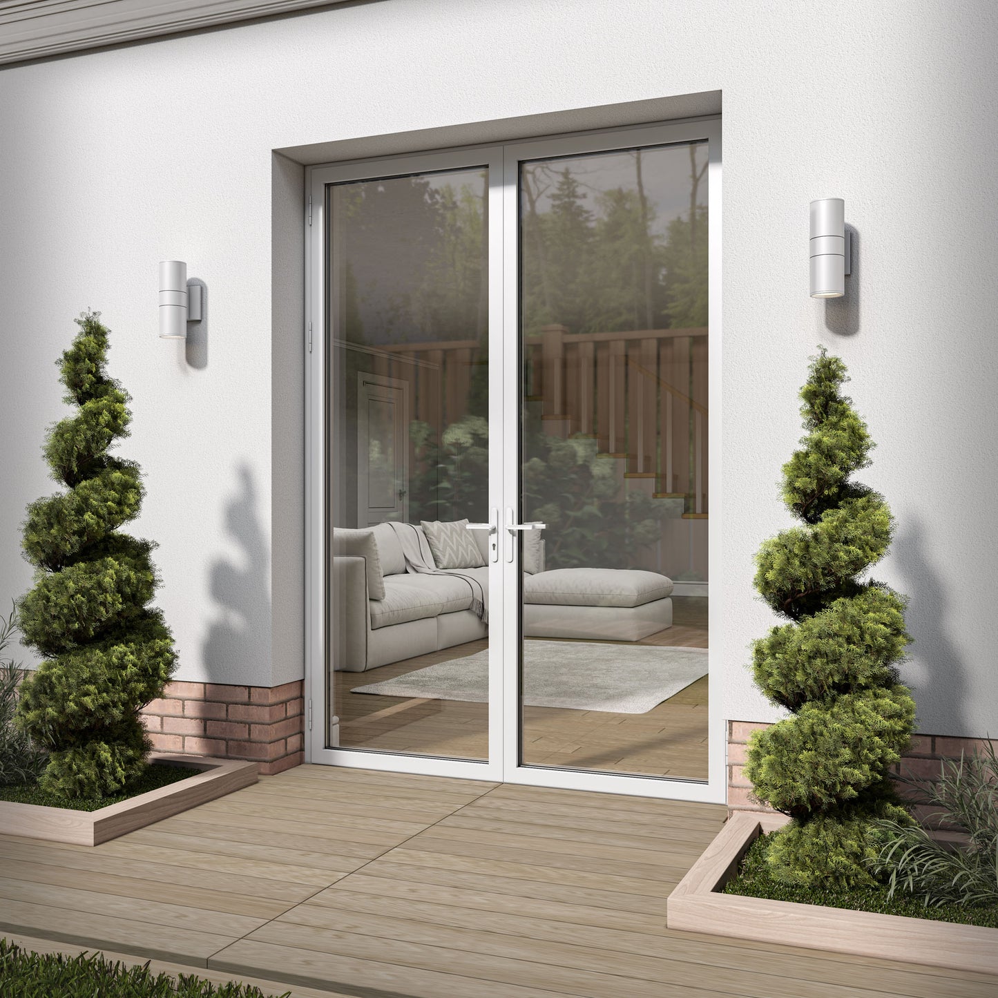 White Aluminium External Clear Glass French Patio Door (122099)