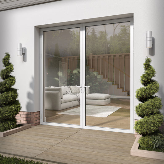 White Aluminium External Clear Glass French Patio Door (122099)