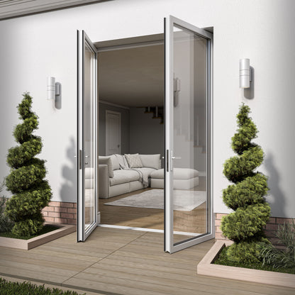 White Aluminium External Clear Glass French Patio Door (122099)