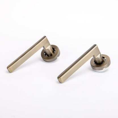 Superior Luna Lever on Round Rose Bathroom Handle Set - Antique Brass