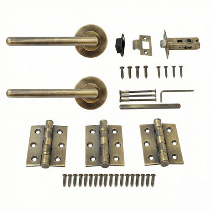 Superior Luna Lever on Round Rose Handle Set - Antique Brass