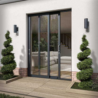 Matt Grey Aluminium Clear Glass External Sliding Patio Door (122104)