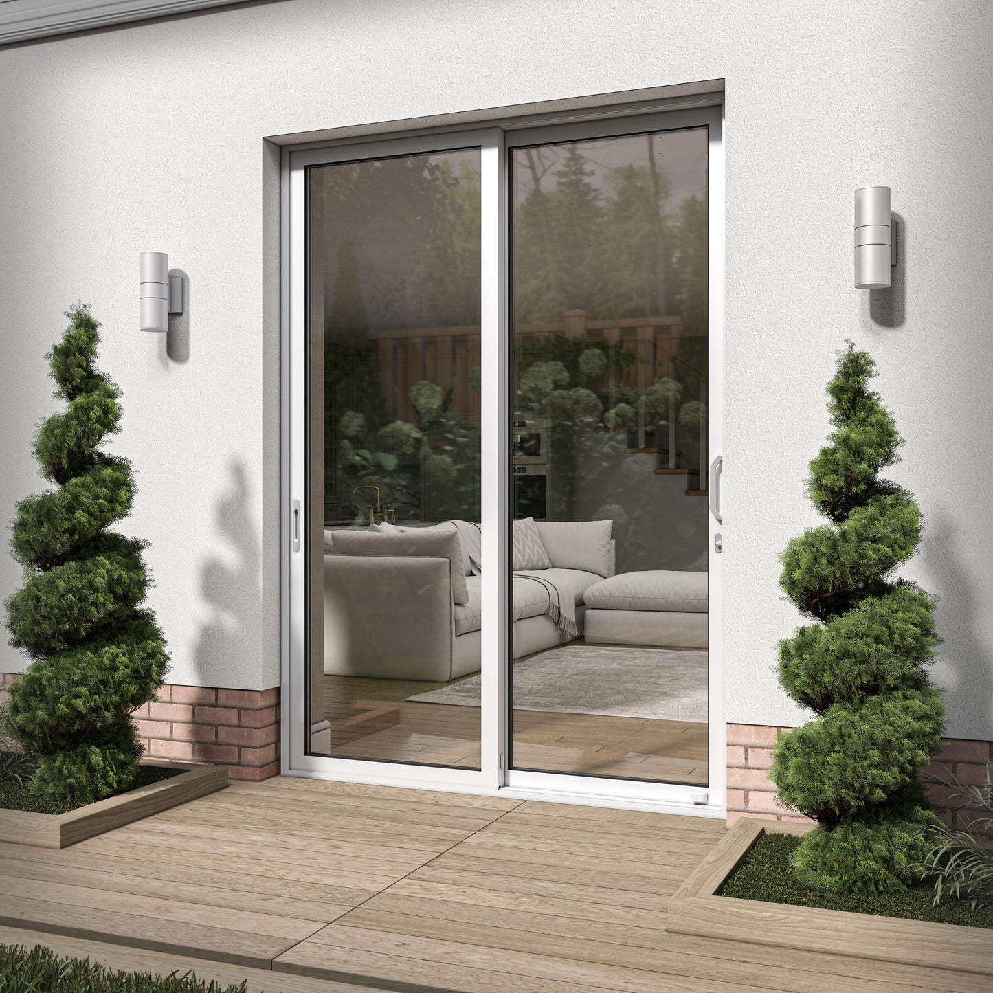 White Aluminium External Clear Glass Sliding Patio Door (122105)