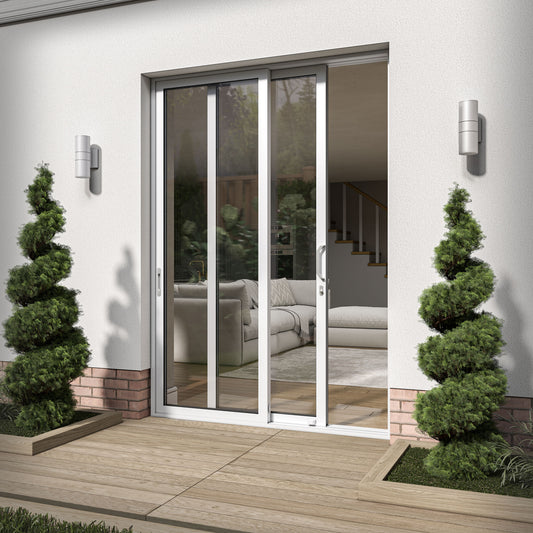 White Aluminium External Clear Glass Sliding Patio Door (122105)