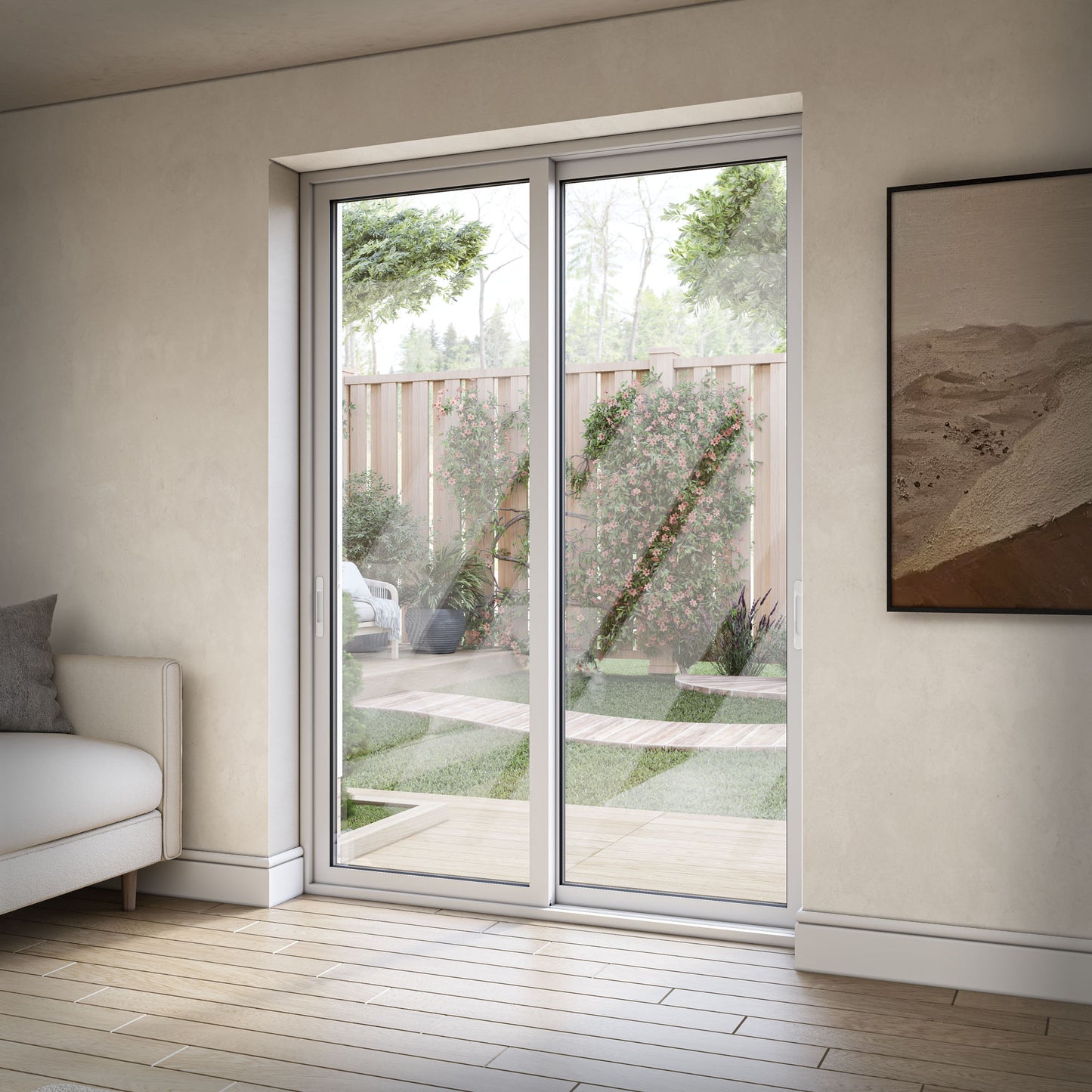 White Aluminium External Clear Glass Sliding Patio Door (122105)