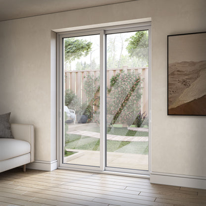 White Aluminium External Clear Glass Sliding Patio Door (122105)