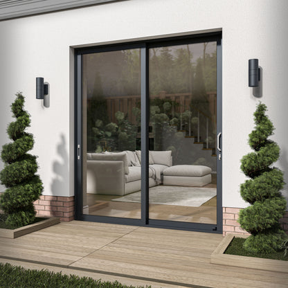 Matt Grey Aluminium Clear Glass External Sliding Patio Door (122104)