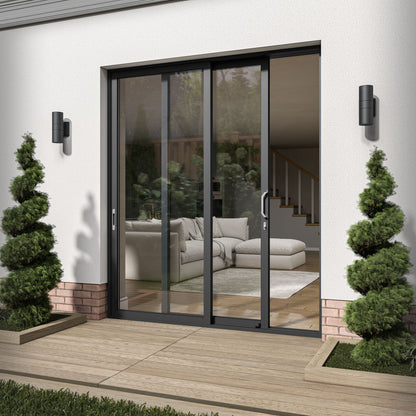 Matt Black Aluminium Clear Glass External Sliding Patio Door (122103)
