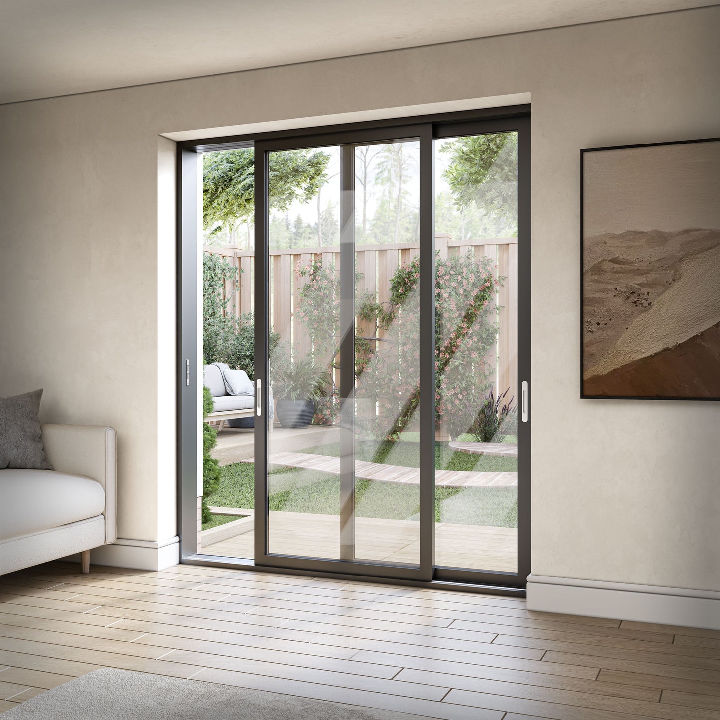 Matt Black Aluminium Clear Glass External Sliding Patio Door (122103)