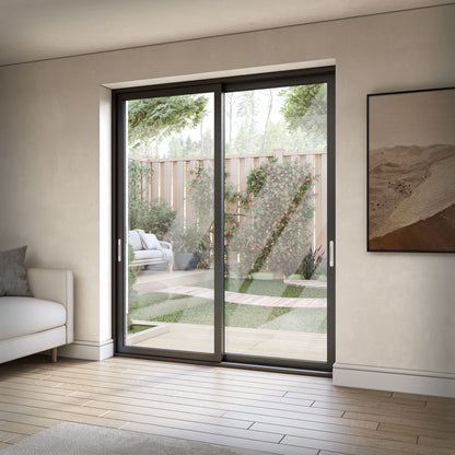 Matt Black Aluminium Clear Glass External Sliding Patio Door (122103)