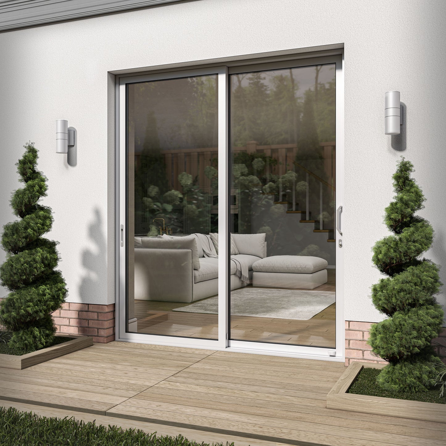 White Aluminium External Clear Glass Sliding Patio Door (122105)