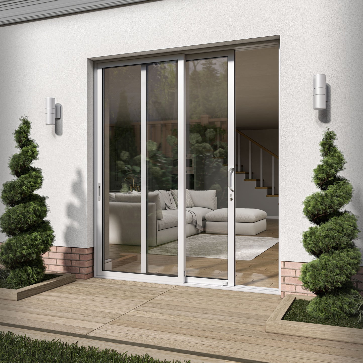 White Aluminium External Clear Glass Sliding Patio Door (122105)