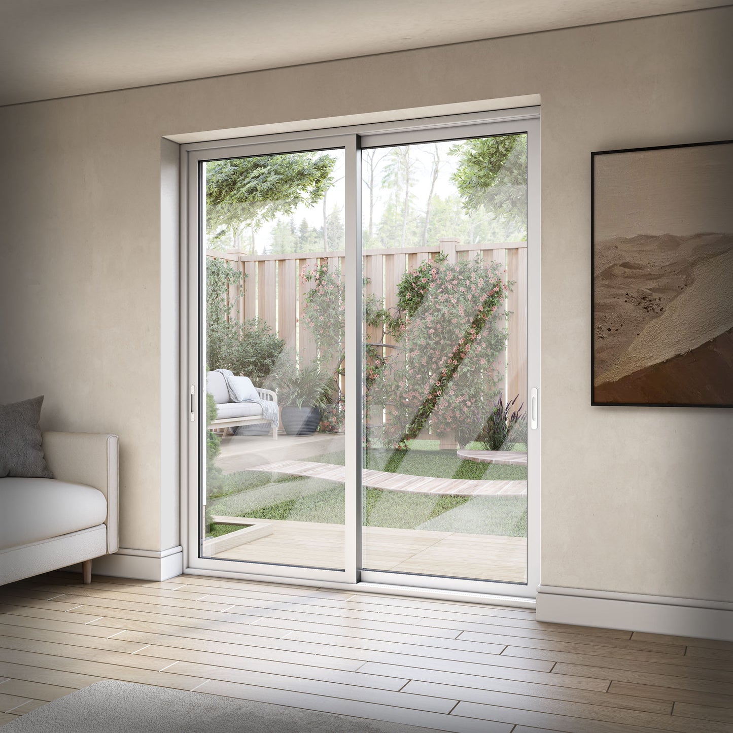 White Aluminium External Clear Glass Sliding Patio Door (122105)