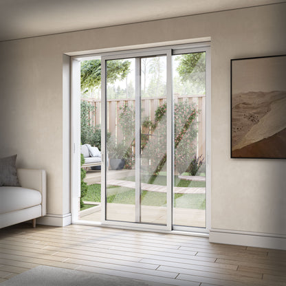 White Aluminium External Clear Glass Sliding Patio Door (122105)