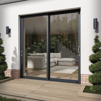Matt Grey Aluminium Clear Glass External Sliding Patio Door (122104)
