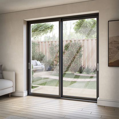 Matt Grey Aluminium Clear Glass External Sliding Patio Door (122104)