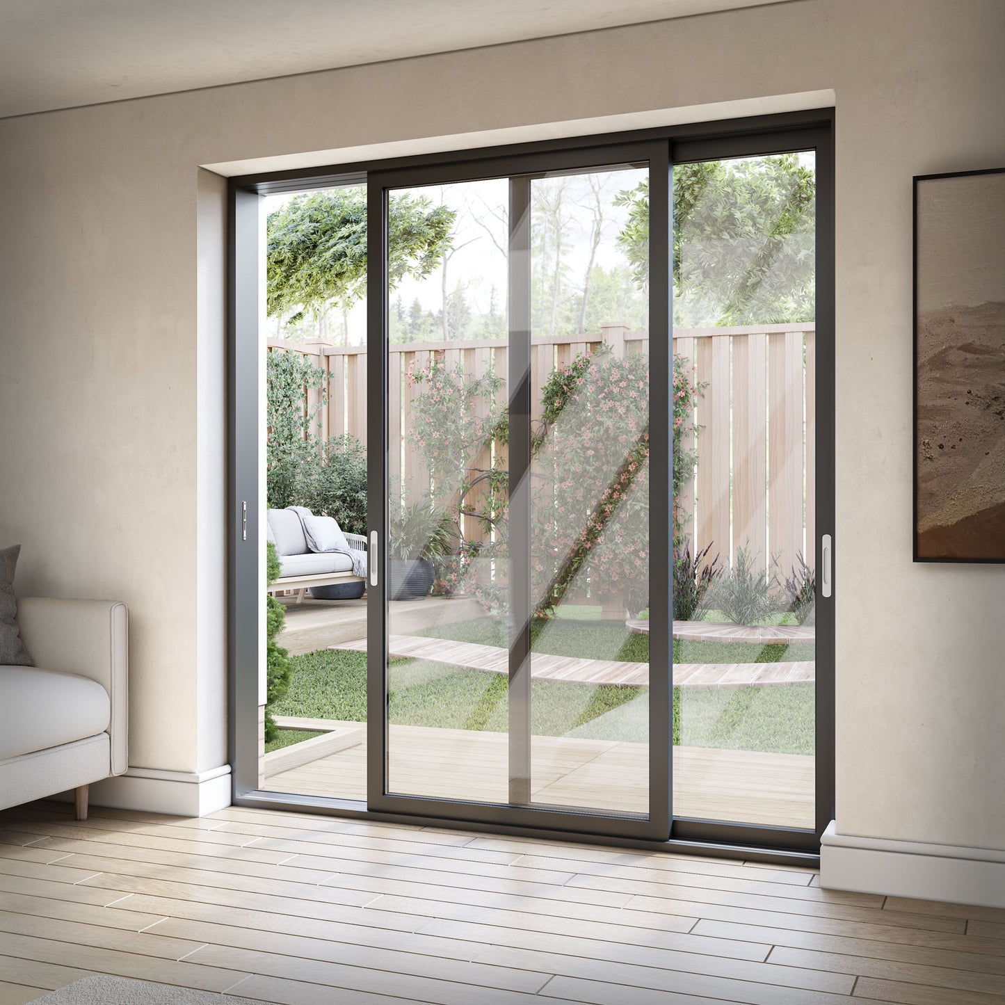 Matt Grey Aluminium Clear Glass External Sliding Patio Door (122104)