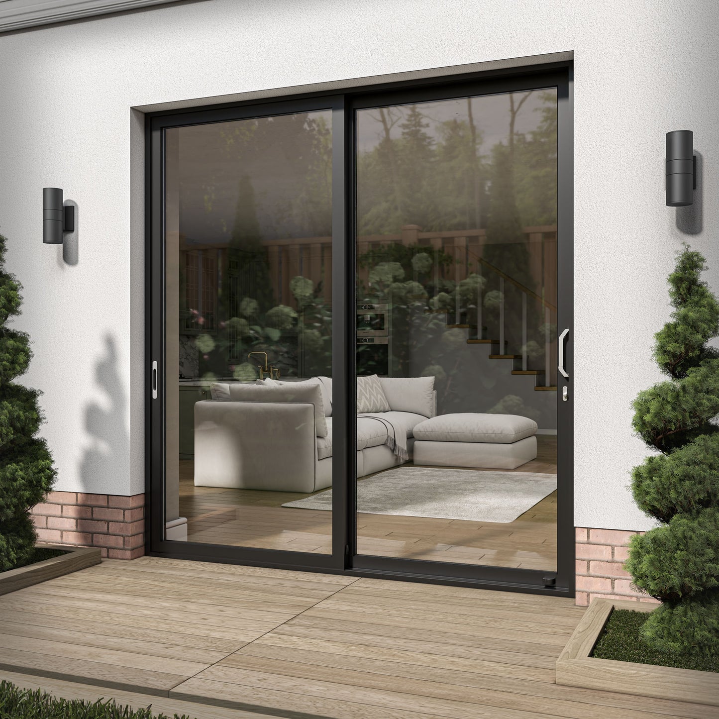 Matt Black Aluminium Clear Glass External Sliding Patio Door (122103)